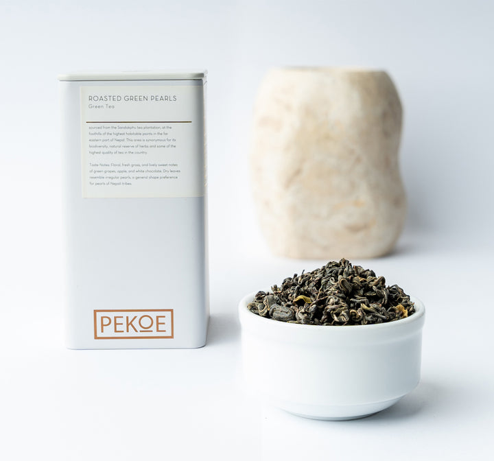 Buy Roasted Green Pearls Nepal Best Green tea Available in Tin In Dubai